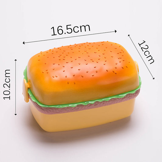 Cute Hamburger Three-Layer Portable Lunch Box - Student & Children's Lunch Box