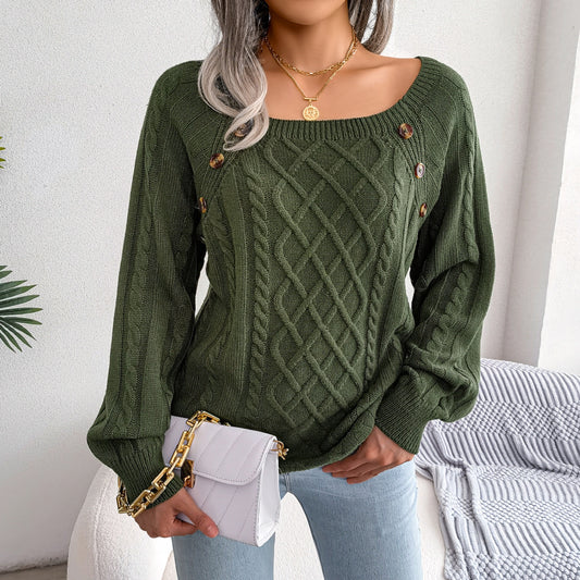 ButtonedWeave Strickpullover – Gemütliche Eleganz mit stylischem Twist