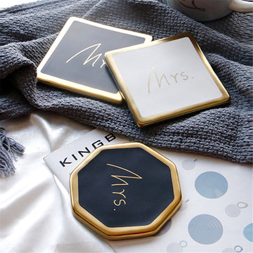 Elegance at Your Table: Couple Mr & Mrs Ceramic Drink Coasters
