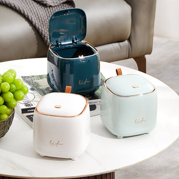 Compact Desktop Trash Can with Flip Lid – Perfect for Home and Office Organization