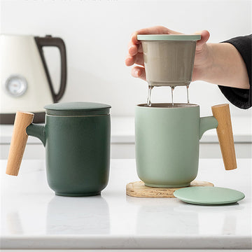 Savor Serenity with Our Ceramic Tea Leaf Strainer Mug: Where Elegance Meets Functionality