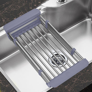 Adjustable Stainless Steel Sink Drying Rack - Kitchen Organizer and Drain Basket