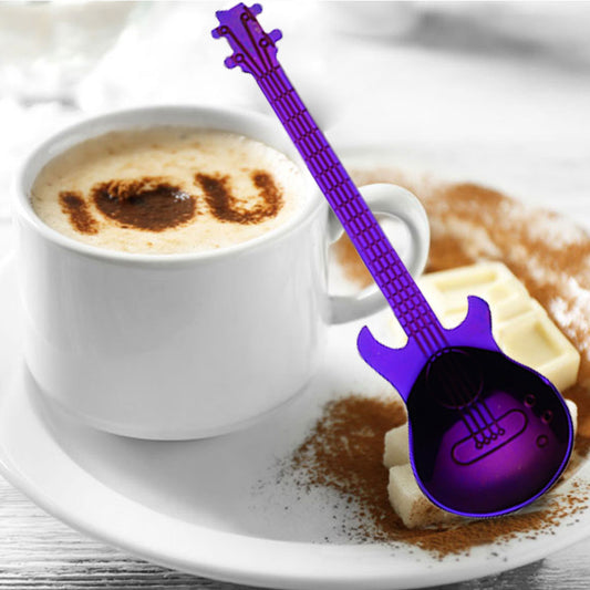 Guitar Shaped Stainless Steel Spoon Set - Coffee and Dessert Stirring Teaspoons