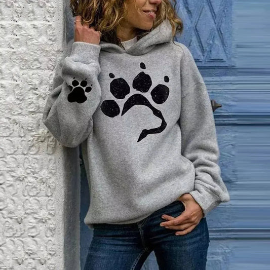Unleash Your Style: Comfy Dog Paw Print Women's Hoodie - A Must-Have for Every Dog Lover