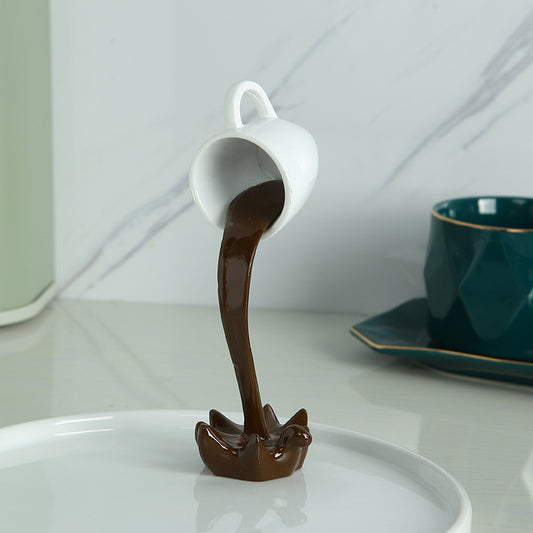 Defy Gravity: Captivating 3D Suspended Coffee Cup Spill Decor