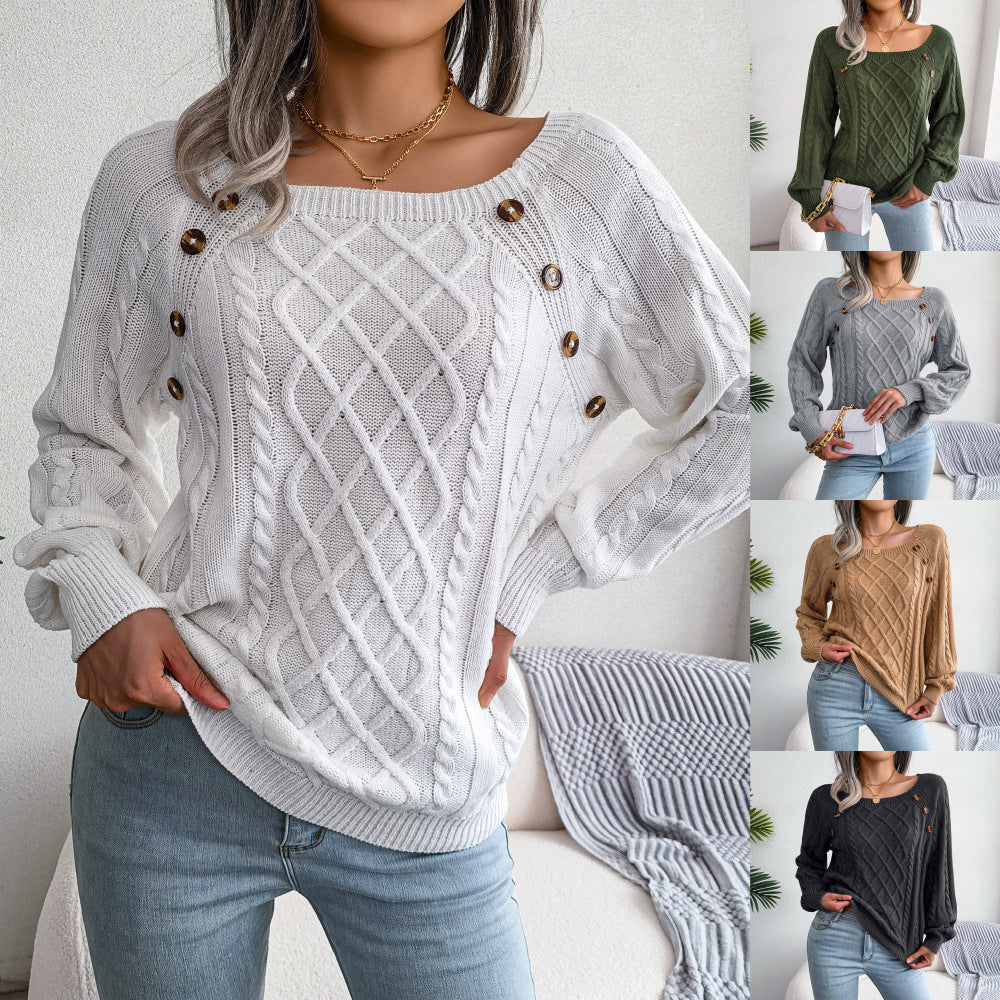 ButtonedWeave Knit Sweater – Cozy Elegance with a Stylish Twist