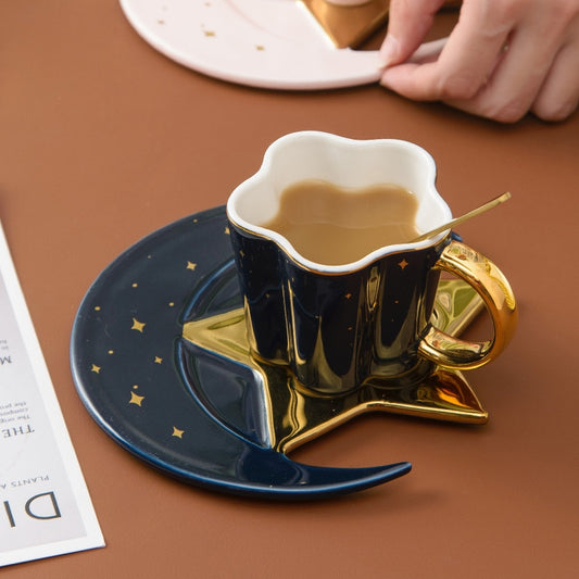 Celestial Elegance in Every Sip: The Star Moon Coffee Cup Set