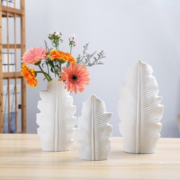 Bring Home a Touch of Elegance - With Our Scandinavian Styled Leaf Ceramic Vase