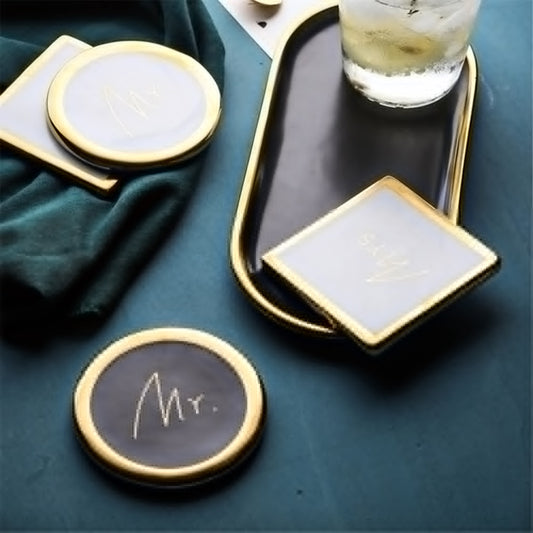 Elegance at Your Table: Couple Mr & Mrs Ceramic Drink Coasters