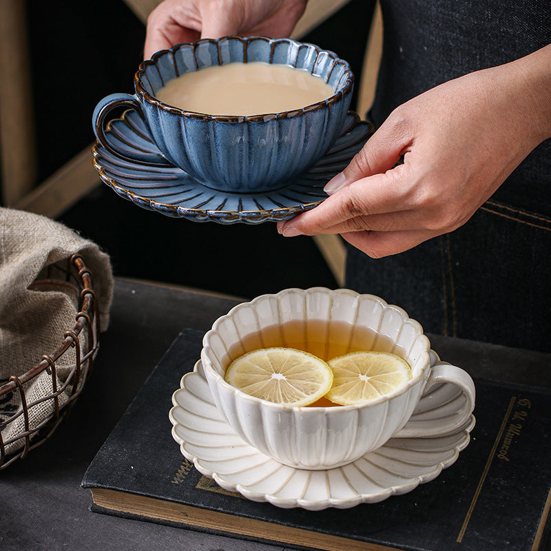 Savor Elegance in Every Sip: Retro Japanese-Style Ceramic Coffee Cup & Saucer Set