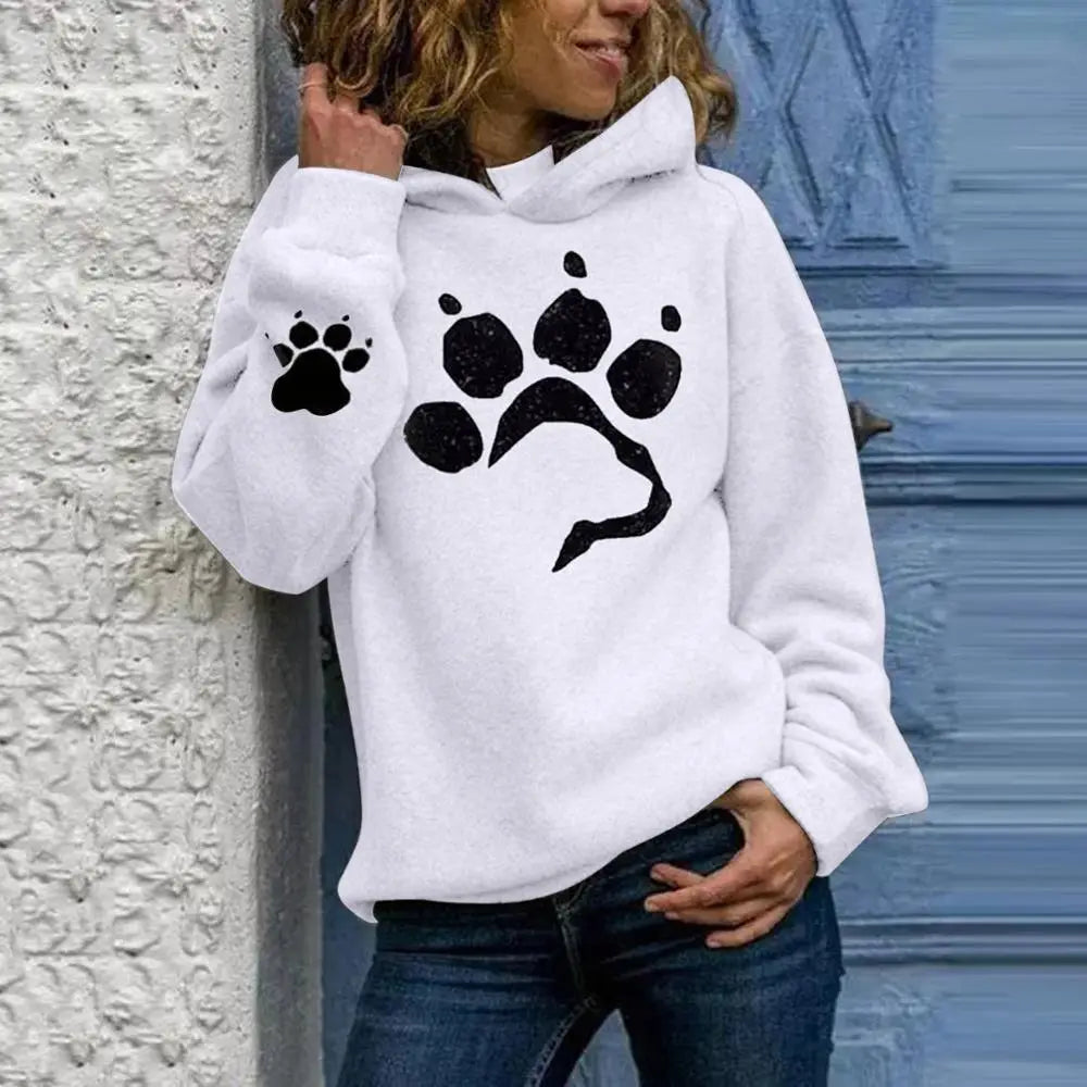 Unleash Your Style: Comfy Dog Paw Print Women's Hoodie - A Must-Have for Every Dog Lover