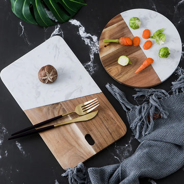 Premium Marble and Wood Board - Perfect for Cheese, Sushi, and More!