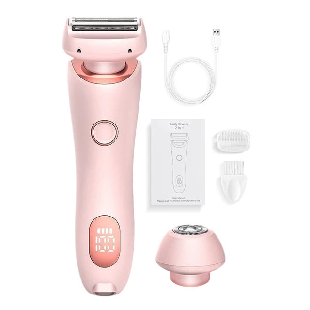 2 in 1 Electric Hair Remover for Women Epilator Bikini Trimmer Face Shavers Hair Razors for Underarms Legs Ladies Body Trimmer