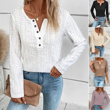 BohoBreeze Buttoned Top – Light & Elegant with a Touch of Style