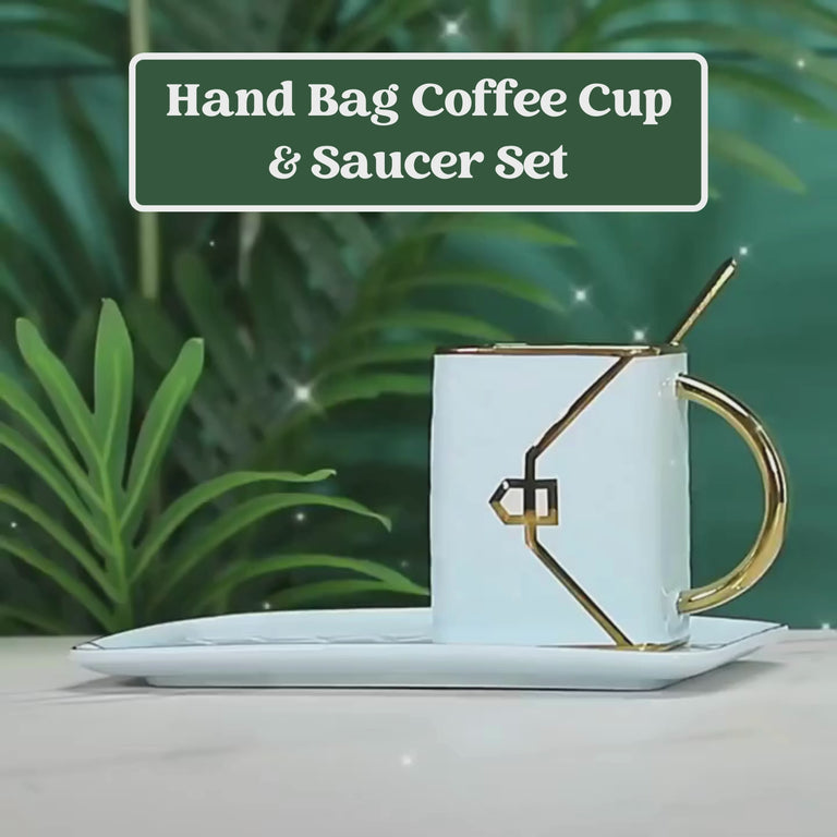 Hand Bag Coffee Cup And Saucer Set